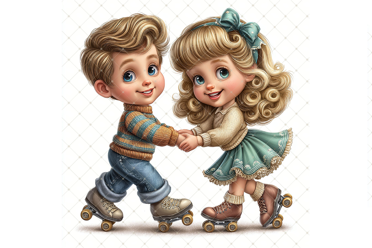 Roller Skating Couple Clipart JPG, a Person Illustration by Memories By Lea (Photo 9 of 18)