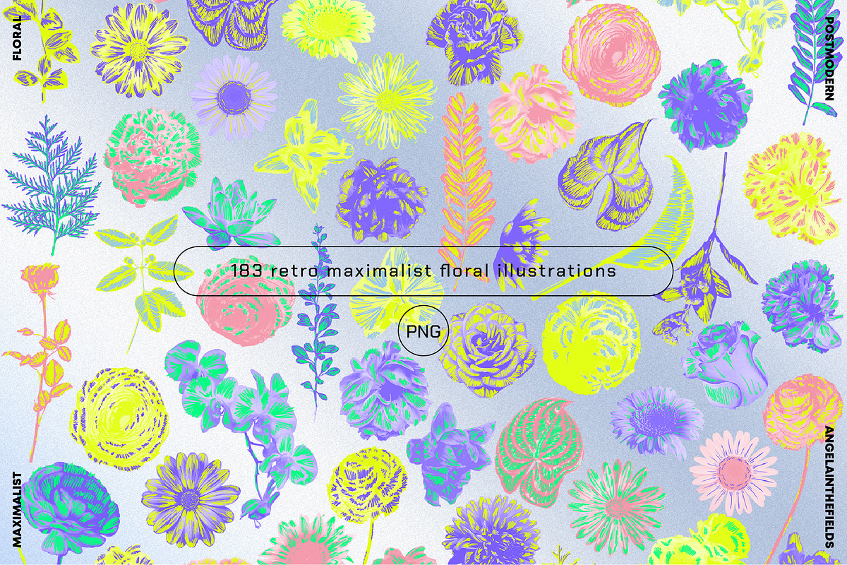 80s Floral Clipart + Bonus, an Object Illustration by angelainthefields (Photo 5 of 12)