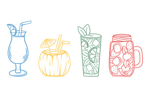 Hand-drawn set of summer refreshing, a Food Illustration by Tati_Kli