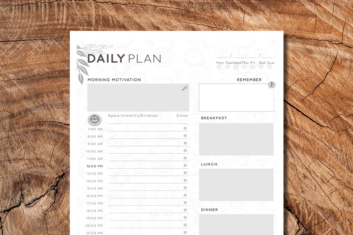 Editable Daily Planner Template, a Stationery Template by Graphicsnext (Photo 4 of 4)