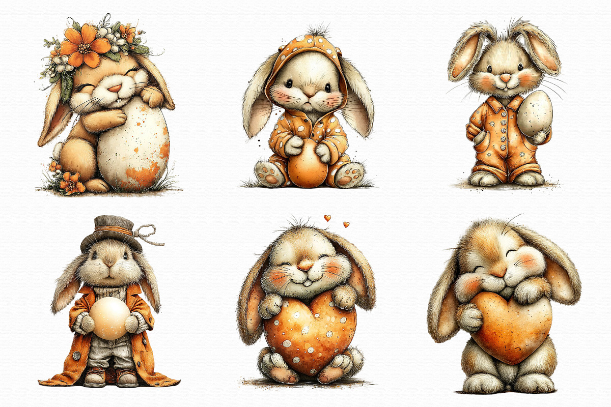 Easter Bunny Whimsical Clipart, an Illustration by Libby Wishes (Photo 3 of 5)