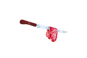 Ham Knife Cartoon Vector