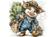 Piglet In Outfit Clipart JPG, an Animal Illustration by Memories By Lea (Thumbnail 19 of 20)