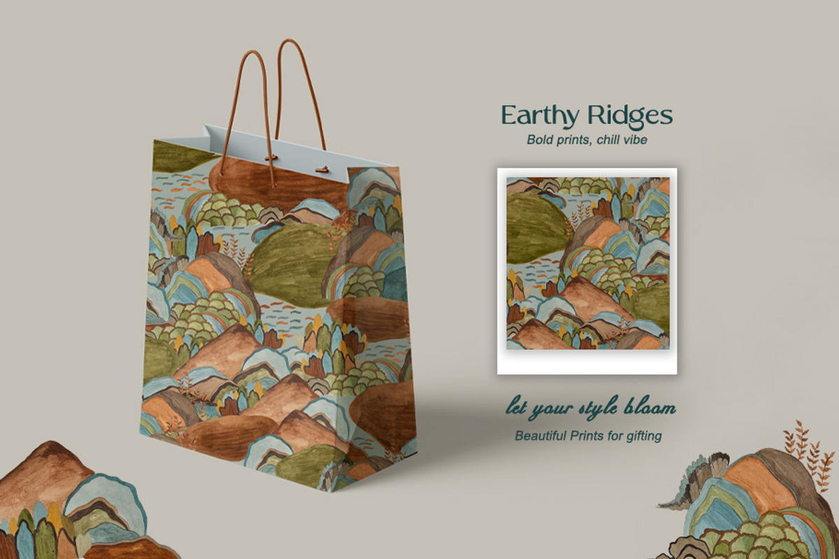 Earthy Ridges Prints & Patterns, a Pattern Graphic by GND ART STUDIO
