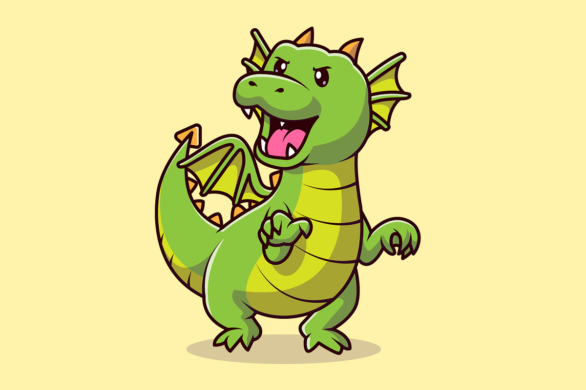 Cute Angry Green Dragon Cartoon, an Animal Illustration by Catalyst Labs