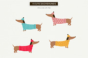 Funny Dachshunds Clipart & Patterns, an Animal Illustration by Irina Ostapenko (Thumbnail 3 of 5)