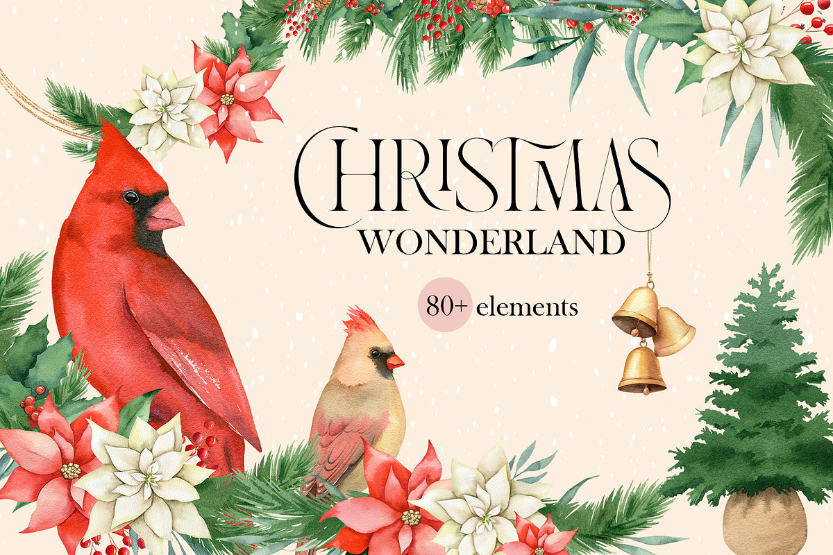Christmas watercolor clipart set, a Decorative Illustration by Color Hugs Art (Photo 1 of 12)