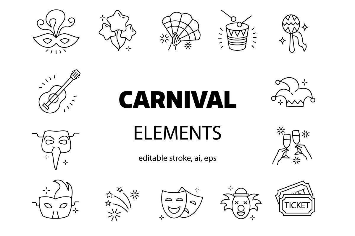 20 Carnival and holiday icons set, an Outline Icon by oxy_gen (Photo 1 of 4)
