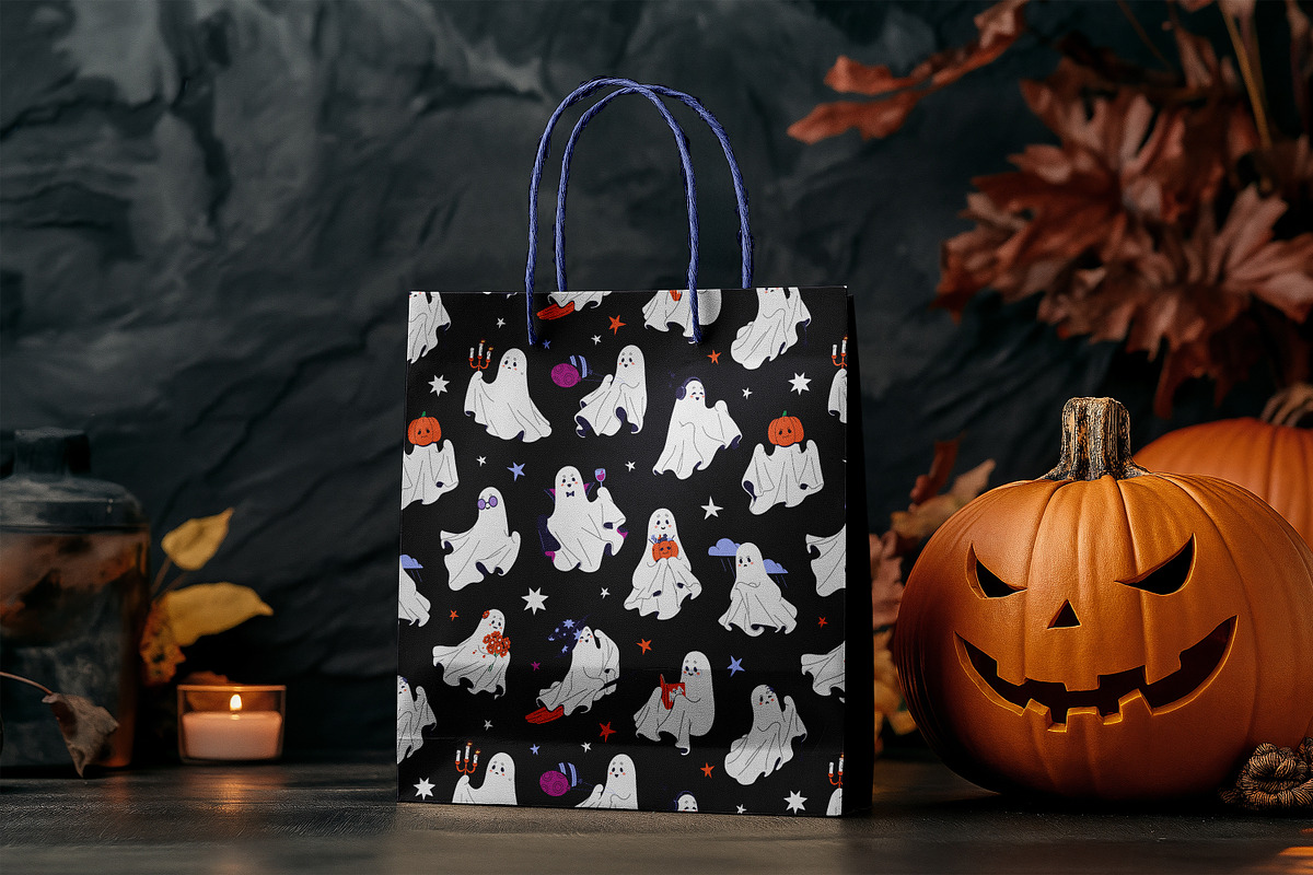 Halloween ghosts set + templates, a Seasonal Illustration by PaperTrident (Photo 8 of 9)