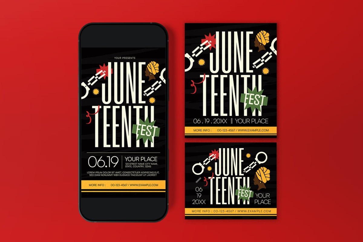 Black Quirky Juneteenth Flyer Set, a Flyer Template by graphicook (Photo 3 of 3)