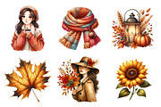 Watercolor Autumn Clipart Bundle, an Illustration by SinaCreation (Thumbnail 2 of 5)