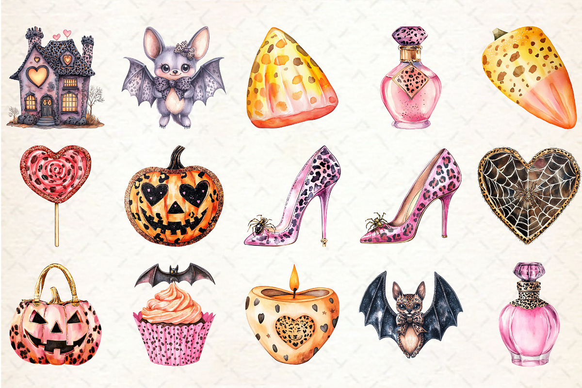Coquette Sparkly Halloween Clipart, a Seasonal Illustration by Rose Art (Photo 2 of 4)
