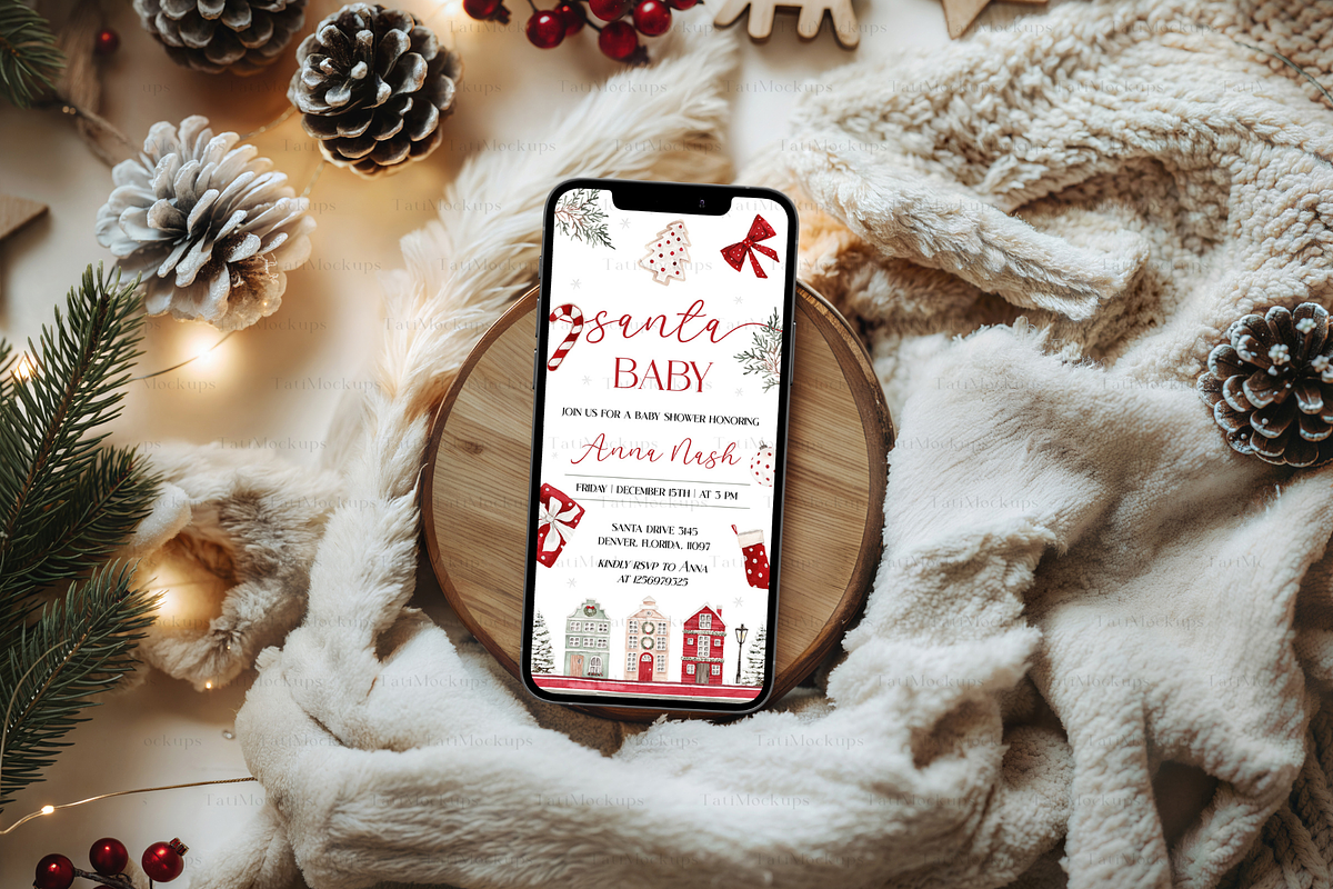 Christmas Phone Mockup Fur Backgroun, a Product Mockup by TatiMockup (Photo 4 of 5)