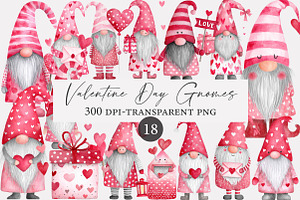 Watercolor Valentine Day Gnomes, an Illustration by Designworld