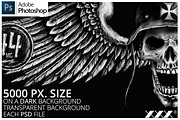 Skull motorcycle pack T-shirt design, an Illustration by XXX (Thumbnail 1 of 2)