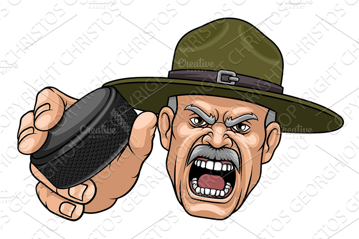 Drill Instructor Sergeant Ice Hockey, an Animal Illustration by Christos Georghiou