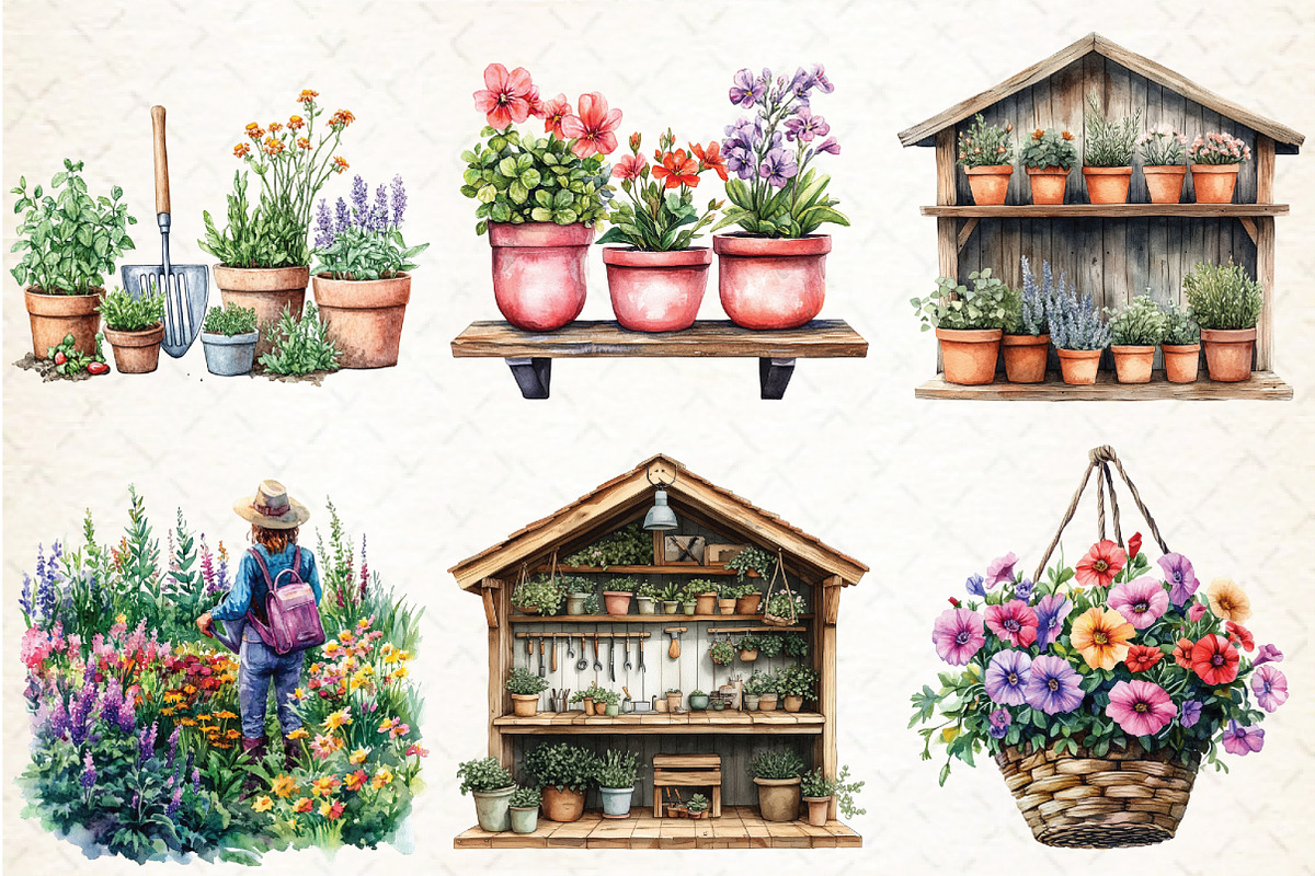 Gardening Watercolor Sublimation Cli, an Illustration by Libby Wishes (Photo 9 of 9)