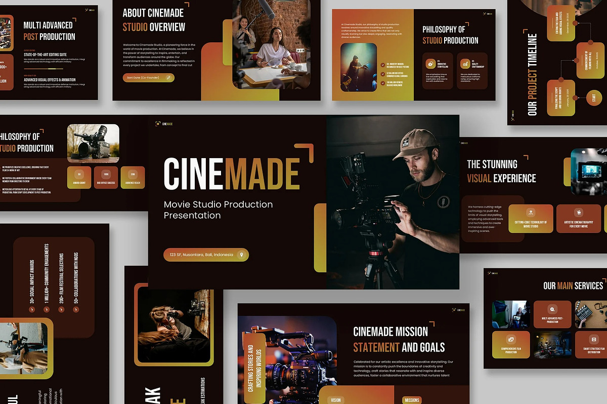 Movie Studio Production GSlides, a Presentation Template by Fit-tee (Photo 1 of 10)