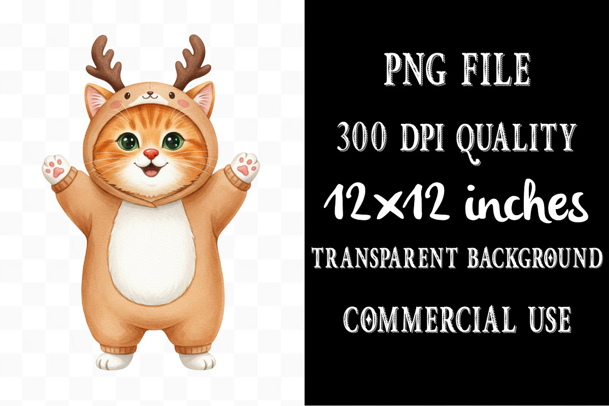 Quirky Christmas Cats Sublimation, an Illustration by Designking (Photo 4 of 5)