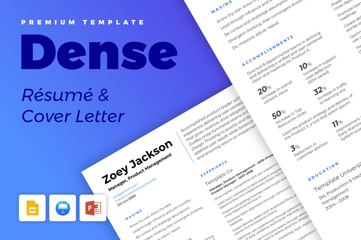 Dense - Resume and Cover Letter, a Resume Template by Sleeper Labs (Photo 1 of 5)