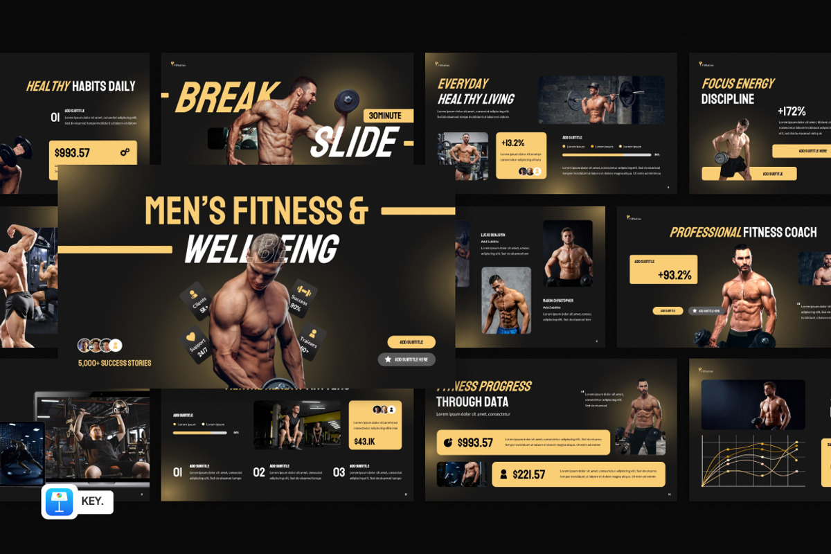 Men’s Fitness & Wellbeing Keynote, a Presentation Template by Loin Studio (Photo 1 of 4)