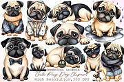 Cute Watercolor Pug Dog PNG, an Animal Illustration by Sublimation Artist (Thumbnail 1 of 6)