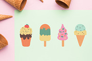 8 Ice Cream & Popsicle Vector Set, a Food Illustration by jongcreative (Thumbnail 3 of 4)