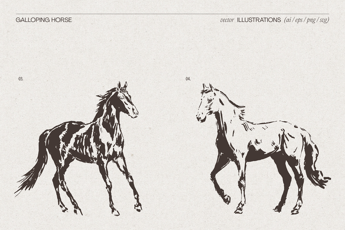 Galloping Horse Spirit Sketches, an Animal Illustration by TheMountBirdStudio (Photo 4 of 6)