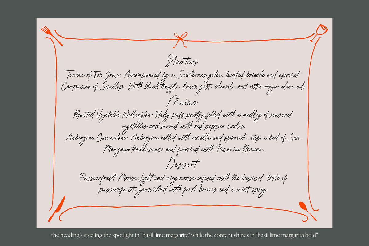 Basil Lime Margarita Script Font, a Handwritten Font by PeachCreme