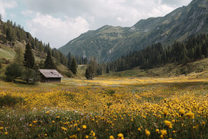 Vibrant mountain wildflower field, a Photo by Beautiful things