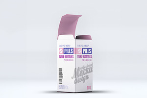 Pills Tube Bottles Mock-Up