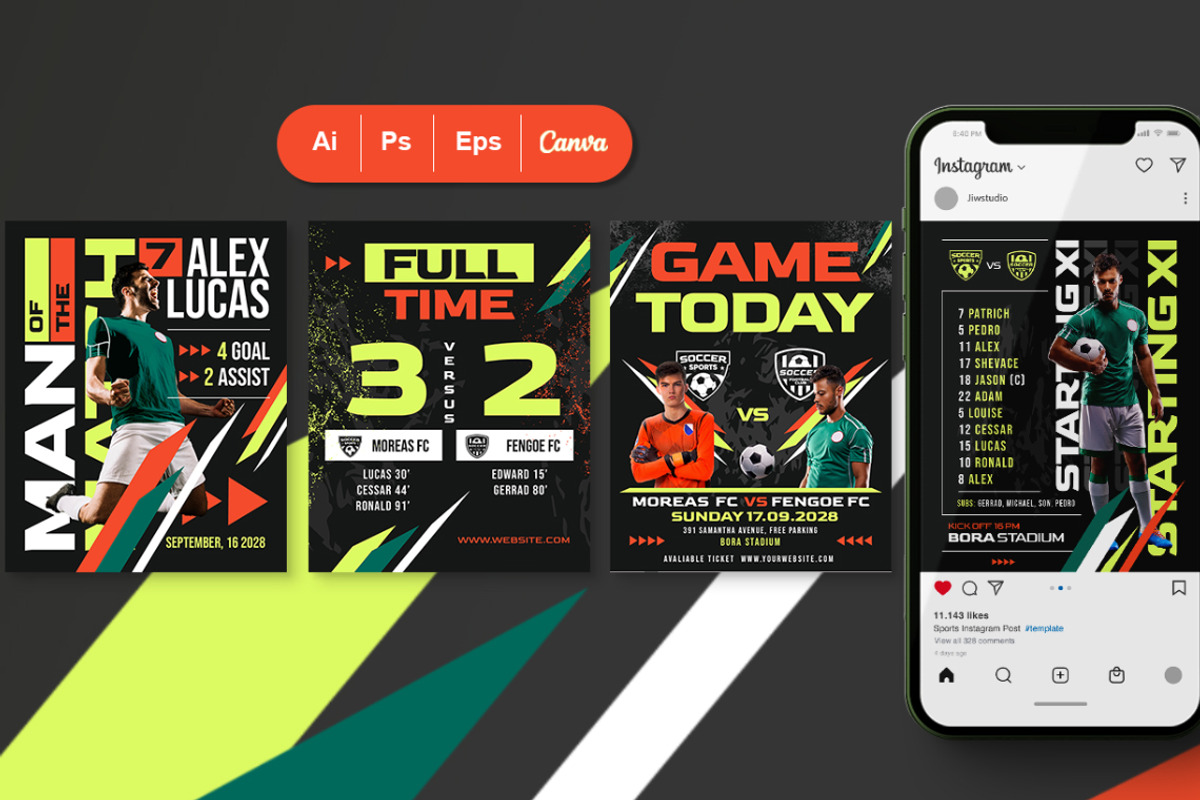 Football Instagram Post, a Social Media Template by jiwstudio (Photo 2 of 4)