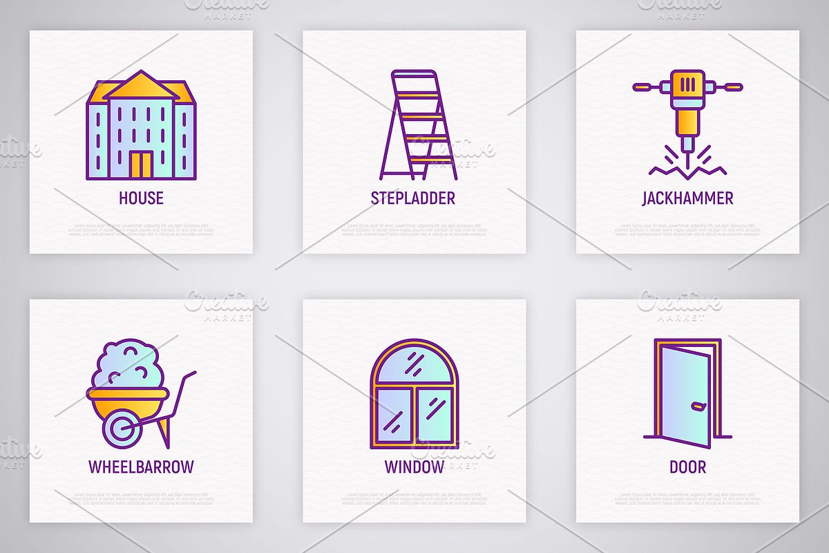 Construction | 16 Thin Line Icons, an Outline Icon by Alex Blogoodf (Photo 6 of 11)