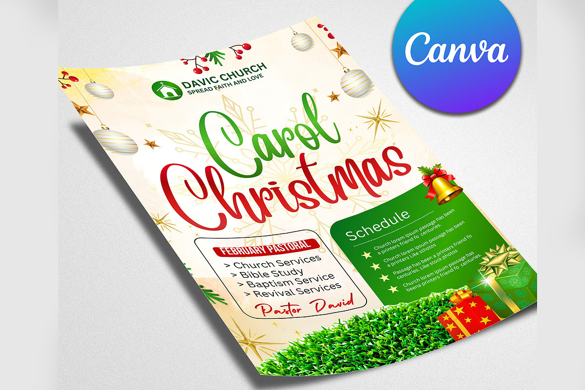 Christmas Carol Church Canva Flyer preview 3