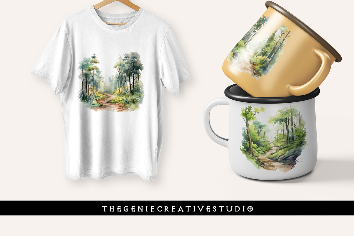 Watercolor Forest Trail PNG Clipart, an Object Illustration by Geniecreativestudio (Photo 7 of 9)