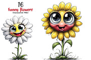 Funny Cartoon Flowers Clipart, an Illustration by SinaCreation (Thumbnail 1 of 9)