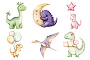 Cute Dinosaur Watercolor Clipart, an Illustration by Daily.Designs (Thumbnail 3 of 5)
