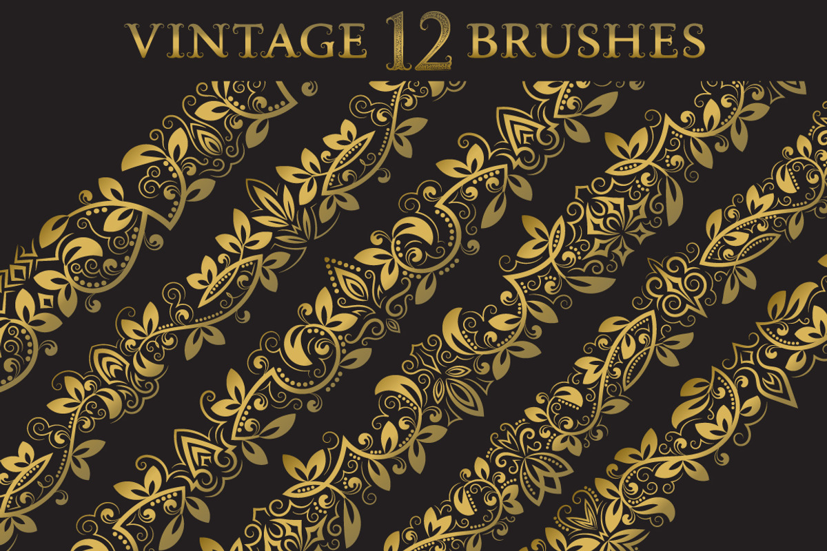 12 vintage floral brushes preview 2