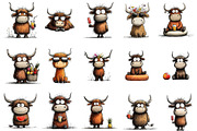Whimsical Summer Highland Cow Clipar, an Illustration by OK Design (Thumbnail 3 of 6)