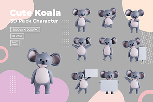 3D Pack Cute Animal Koala