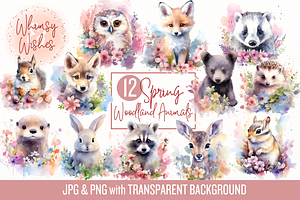 Spring Woodland Animals Watercolor