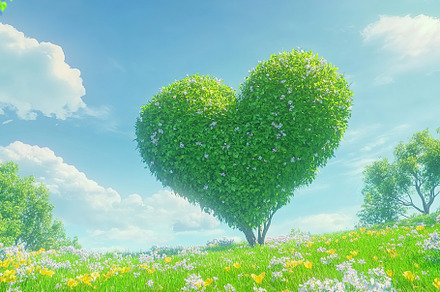 Green tree in shape of heart, a Nature Photo by AlyaAnd