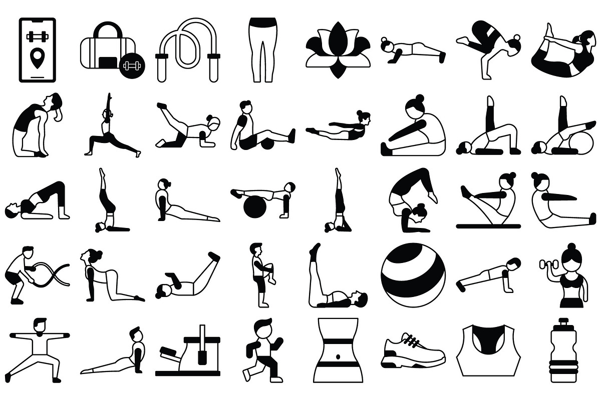 Pilates Fitness Vector Icons Pack, a Solid Icon by Vector Portal (Photo 3 of 6)