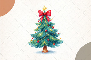 Sequin Glitter Christmas Tree, an Illustration by Watercolor design