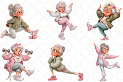 Funny Fitness Grandma Clipart, an Animal Illustration by Black Bird Studio (Thumbnail 6 of 6)