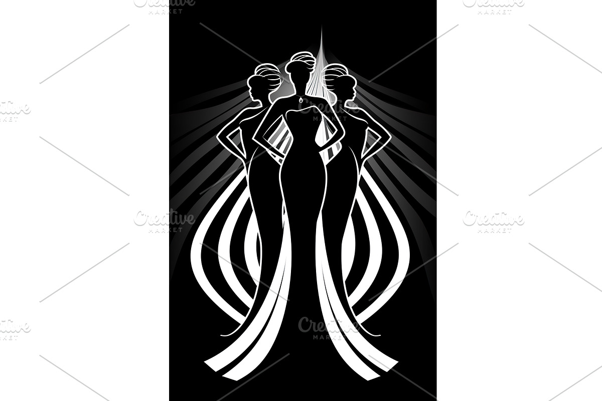 Black and white silhouettes of women, an Illustration by Lermont51