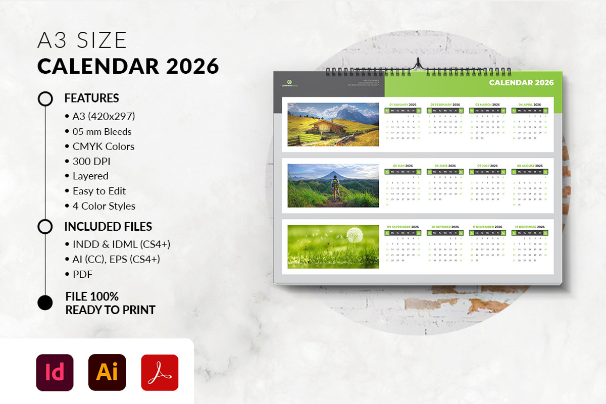 2026 Landscape Calendar Printable preview 2
