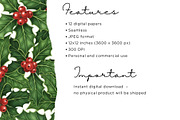 Mistletoe & Holly Christmas Seamless, an Illustration by Mashimara (Thumbnail 4 of 5)