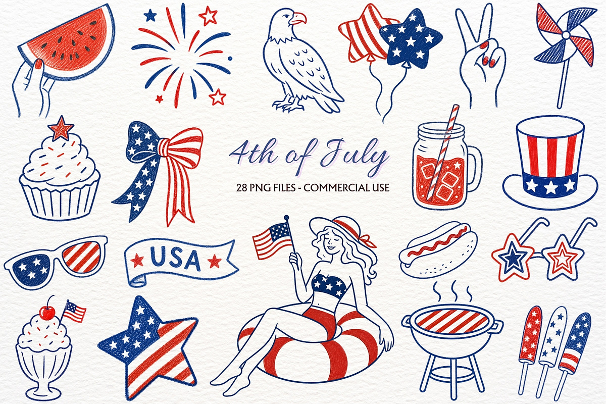 4th of July Clipart Independence Day, a Seasonal Illustration by SugarCloudStudioArt (Photo 1 of 6)