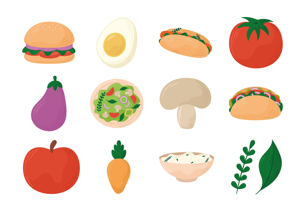 Healthy Food Illustration Set